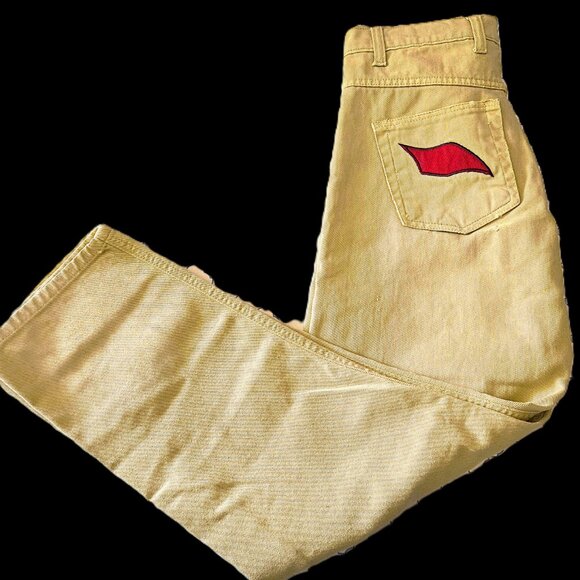 Men's Designer BeAPanther "Red Eye" Jeans 31x32 Beige Colorway NEW - Picture 1 of 11